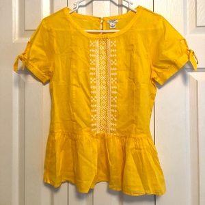 JCrew Yellow Peplum Top